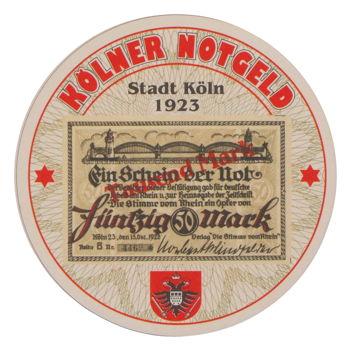80x Sottobicchieri Reissdorf "Kölner Notgeld" 50 Mark – Vista 3