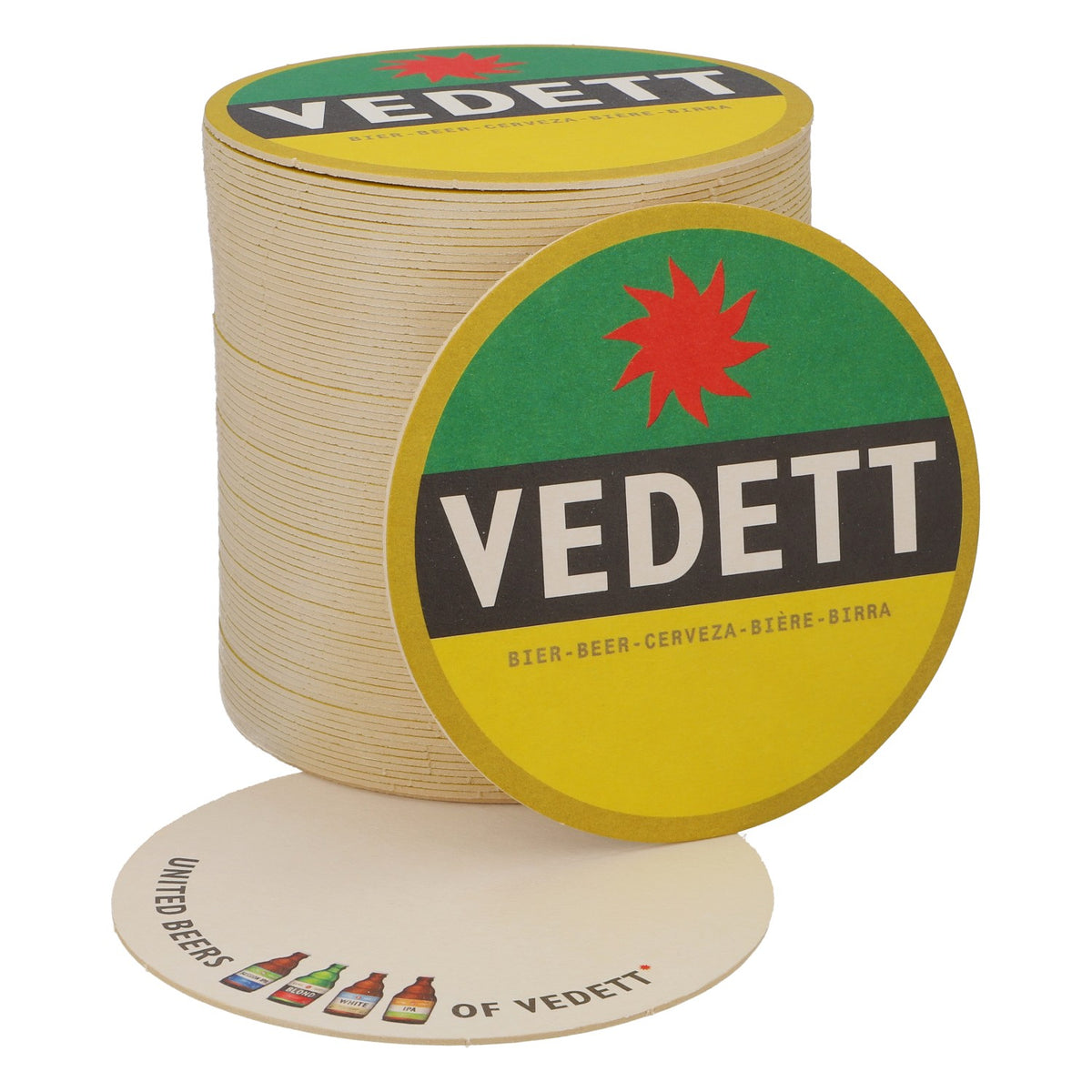 80x sottobicchieri Vedett Birra Sottobicchieri Sottobicchieri in vetro Verde/ nero/ giallo