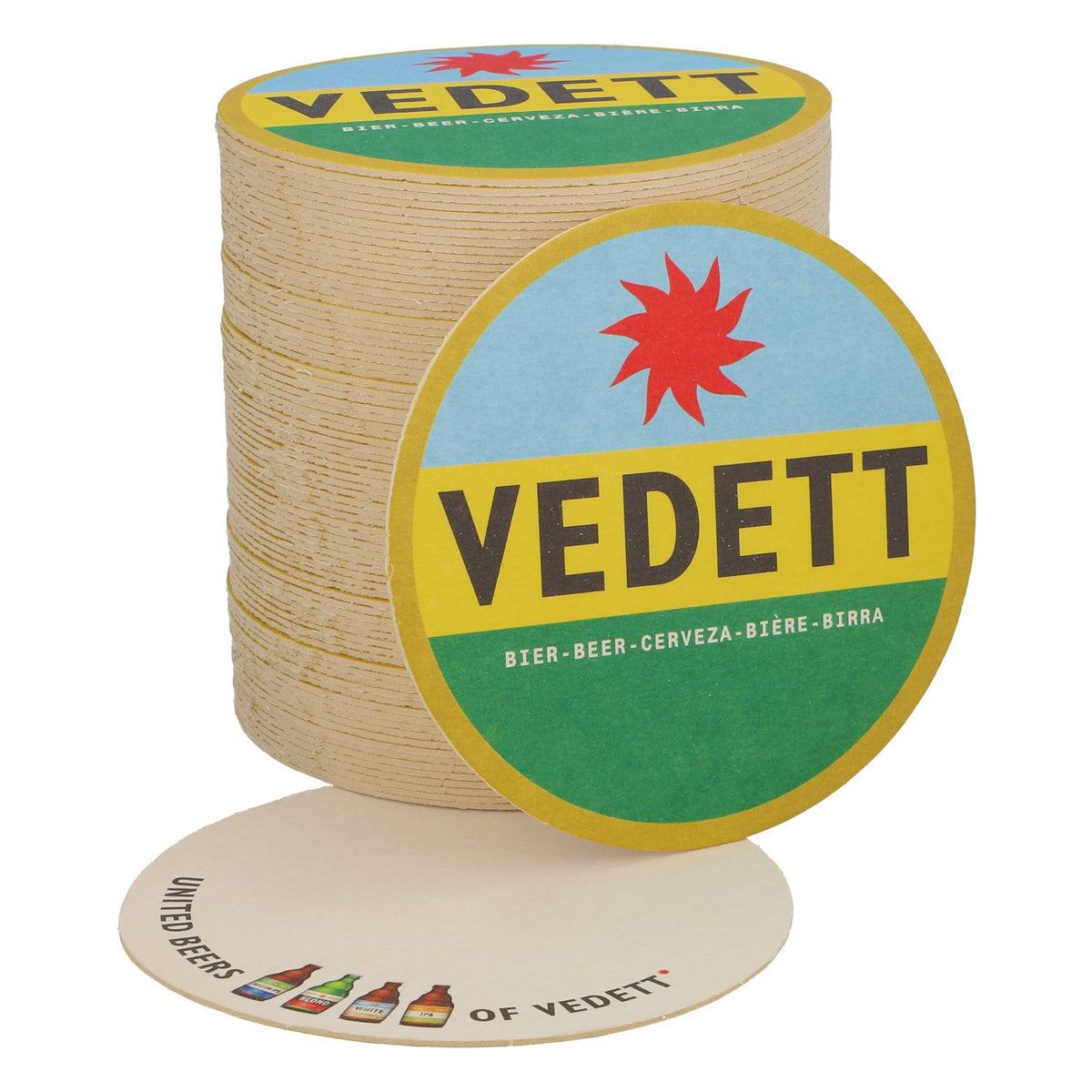 80x sottobicchieri Vedett Beer Coaster Sottobicchieri in vetro Azzurro/ giallo/ verde