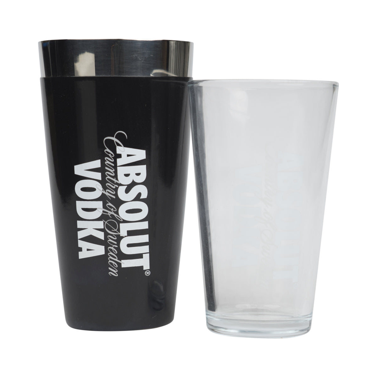 Absolut Vodka Boston Shaker nero in vetro Shaker da cocktail Barman gommato