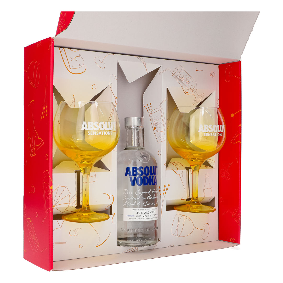 Absolut Vodka Geschenkset 0,7l Flasche 40 % Vol. + Ballongläser Sensation–Pink – Ansicht 4
