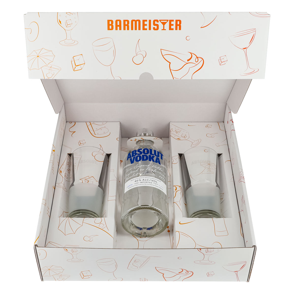 Absolut Vodka Geschenkset 0,7l Flasche 40 % Vol. + Gläser Frosted–weiß – Ansicht 2