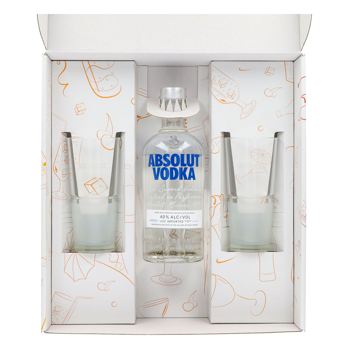 Absolut Vodka Geschenkset 0,7l Flasche 40 % Vol. + Gläser Frosted–weiß – Ansicht 3