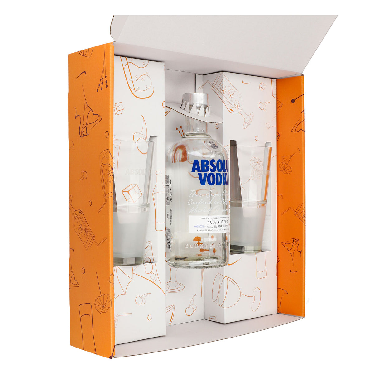 Absolut Vodka Geschenkset 0,7l Flasche 40 % Vol. + Gläser Frosted–Orange – Ansicht 5