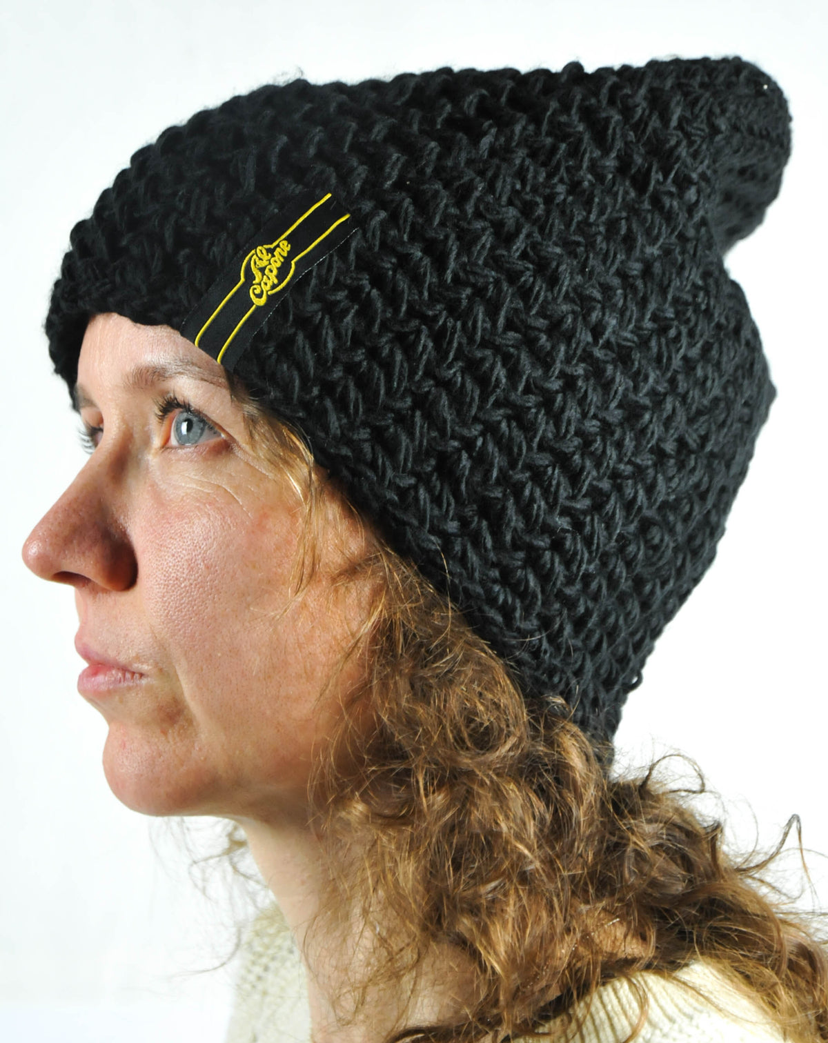 Cappello da sigaretta Al Capone Cappello di lana Cappello lavorato a maglia Nero Cappellino  maglia grossa – Vista 2