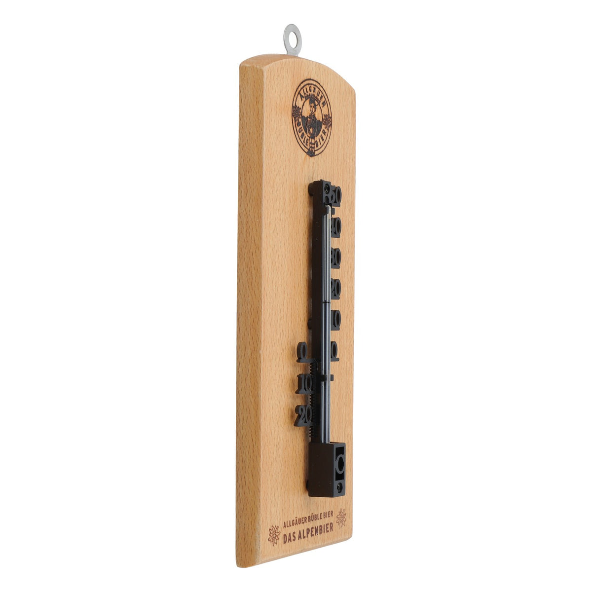 Allgäuer Brauhaus Büble Termometro esterno/interno su base in legno di faggio – Vista 2