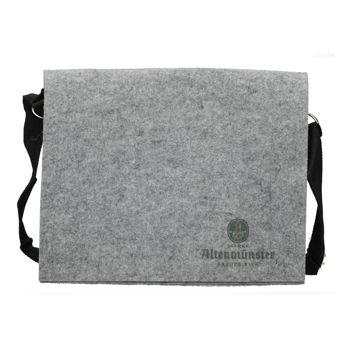 Borsa da birra Altenmünster in feltro grigio con logo verde, borsa a tracolla – Vista 2