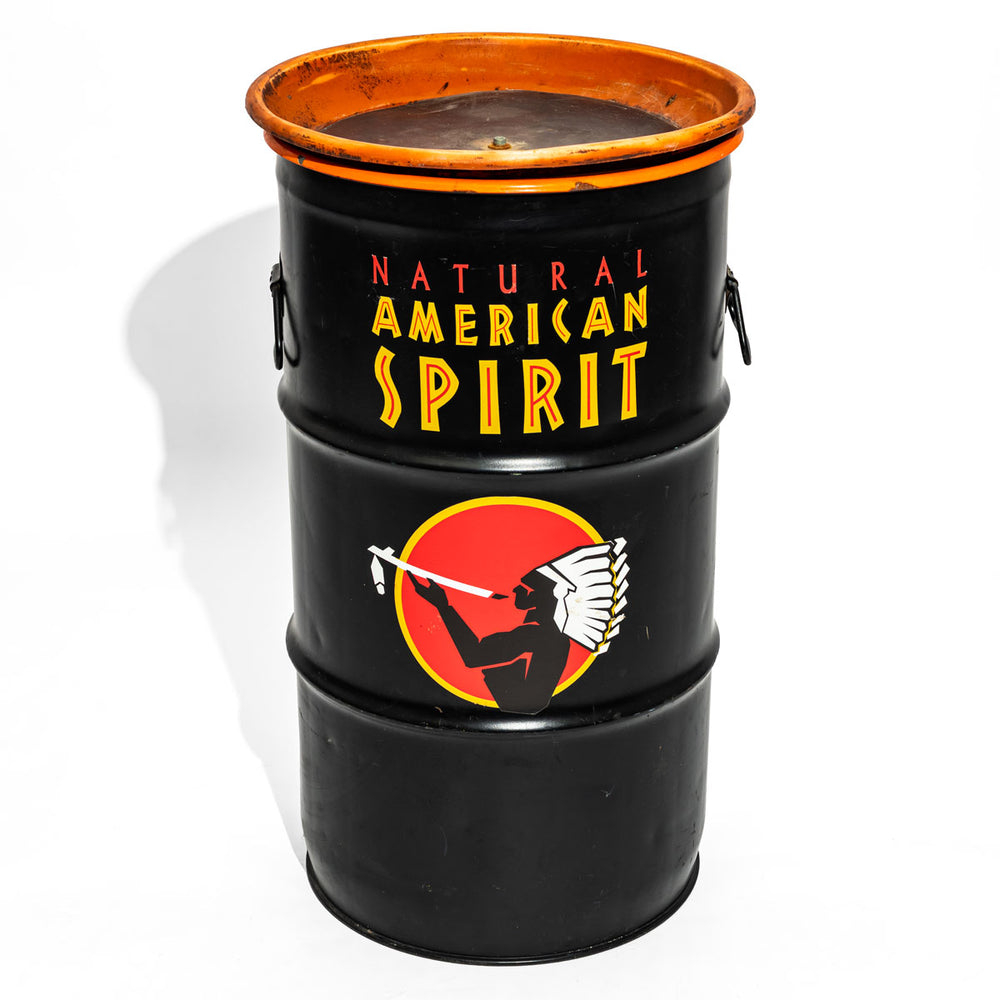 American Spirit Sigarette Barattolo di latta Tavolino alto Nero 40x40x70 cm