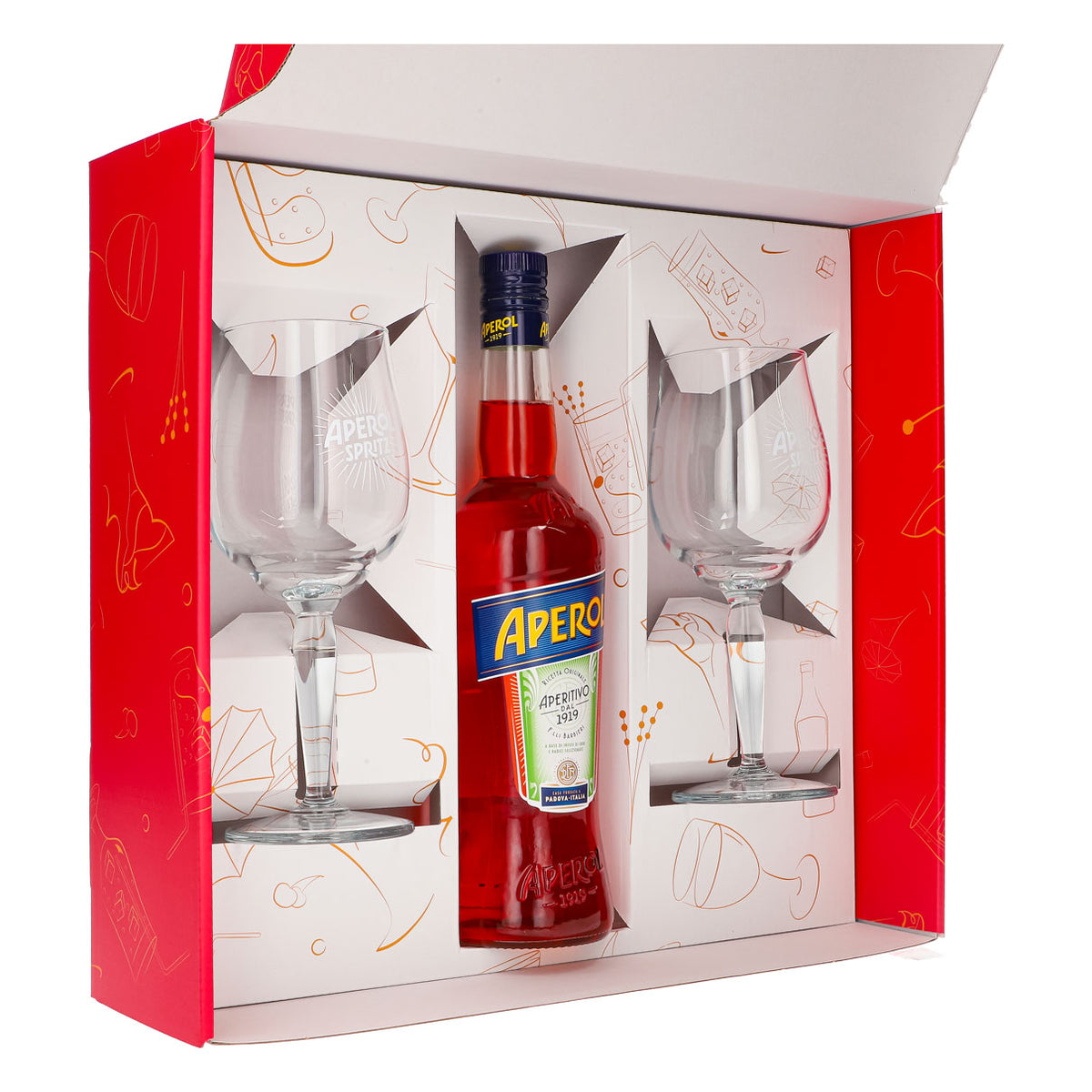 Aperol Spritz Geschenkset 0,7l Flasche 11 % Vol. + Signature Spritz Gläser–Pink – Ansicht 5