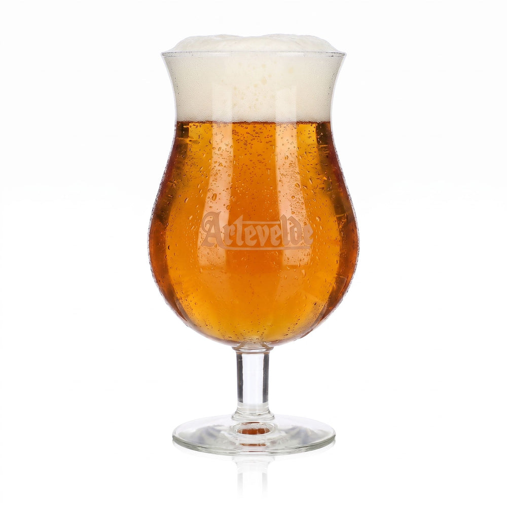 Bicchiere da birra Artevelde da 0,6 l, a forma di coppa, con logo bianco