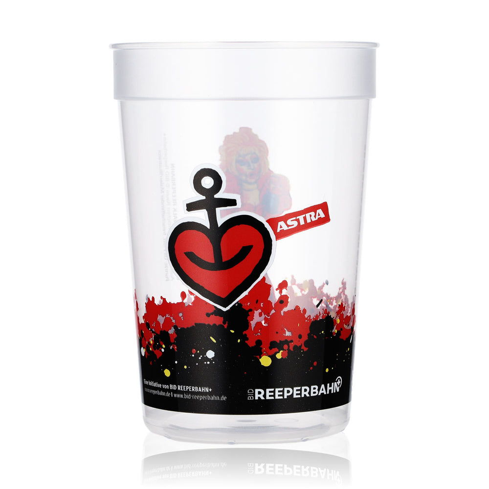 Bicchiere da birra Astra in plastica rigida riutilizzabile da 0,4 l Reeperbahn Olivia Jones
