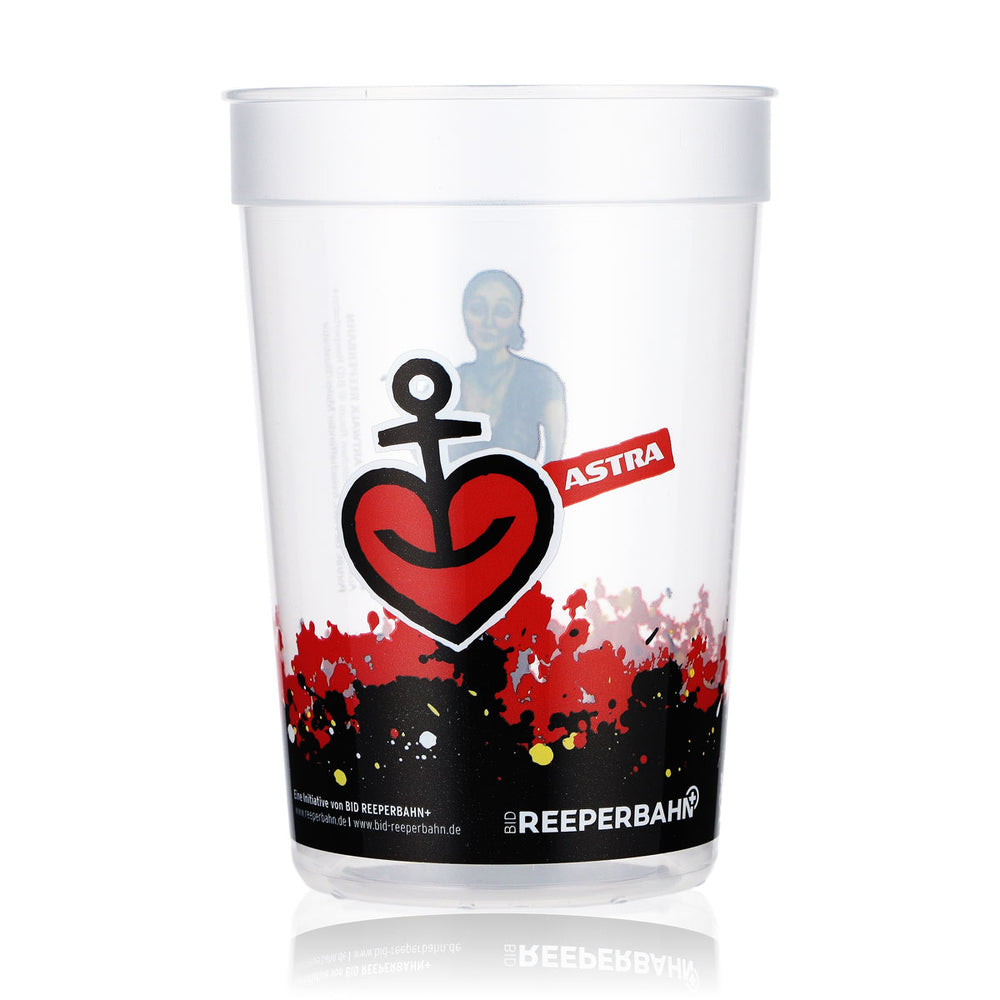 Bicchiere da birra Astra in plastica rigida riutilizzabile da 0,4 l Reeperbahn Domenica Niehoff