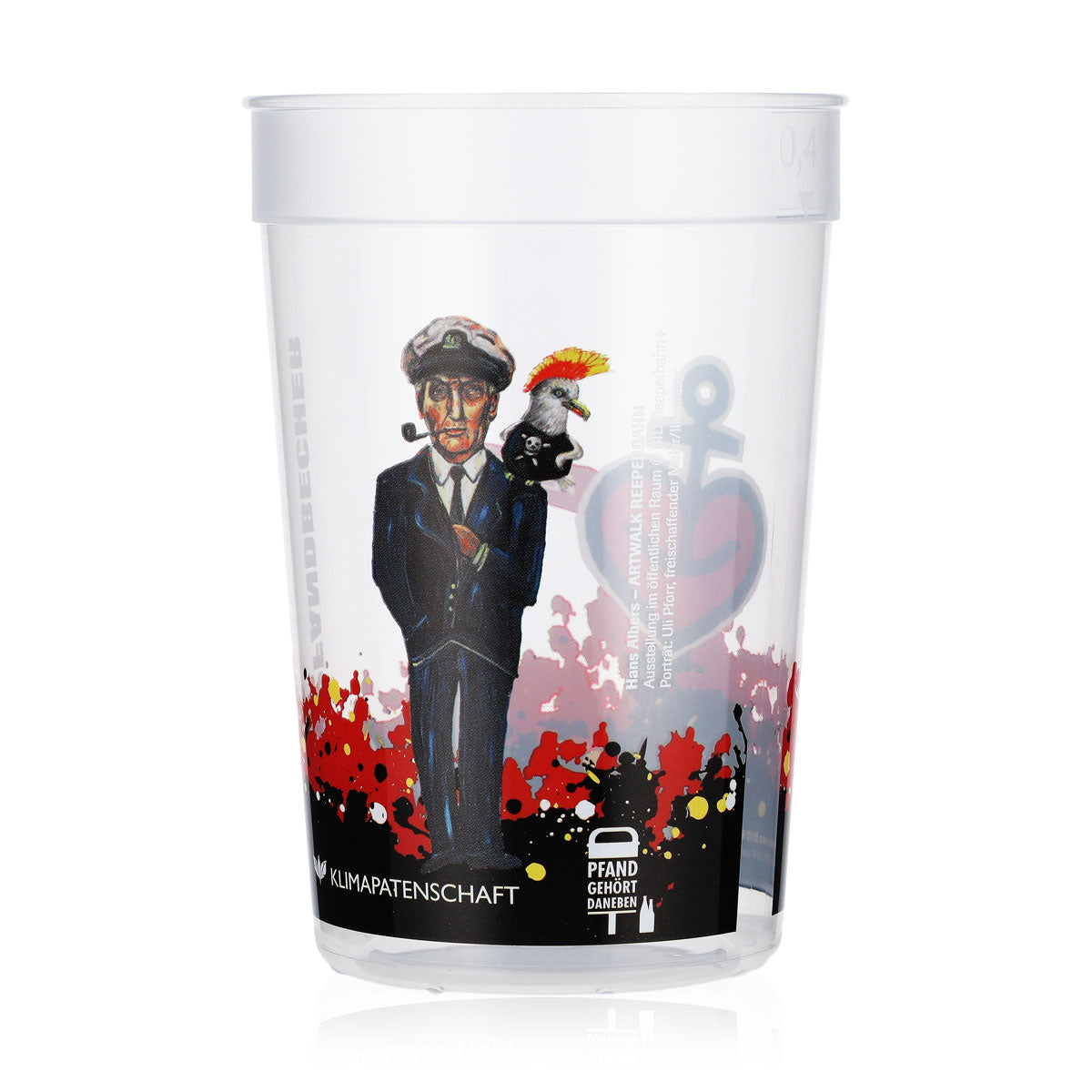 Bicchiere da birra Astra  Plastica rigida riutilizzabile 0,4 l Reeperbahn Hans Albers – Vista 3