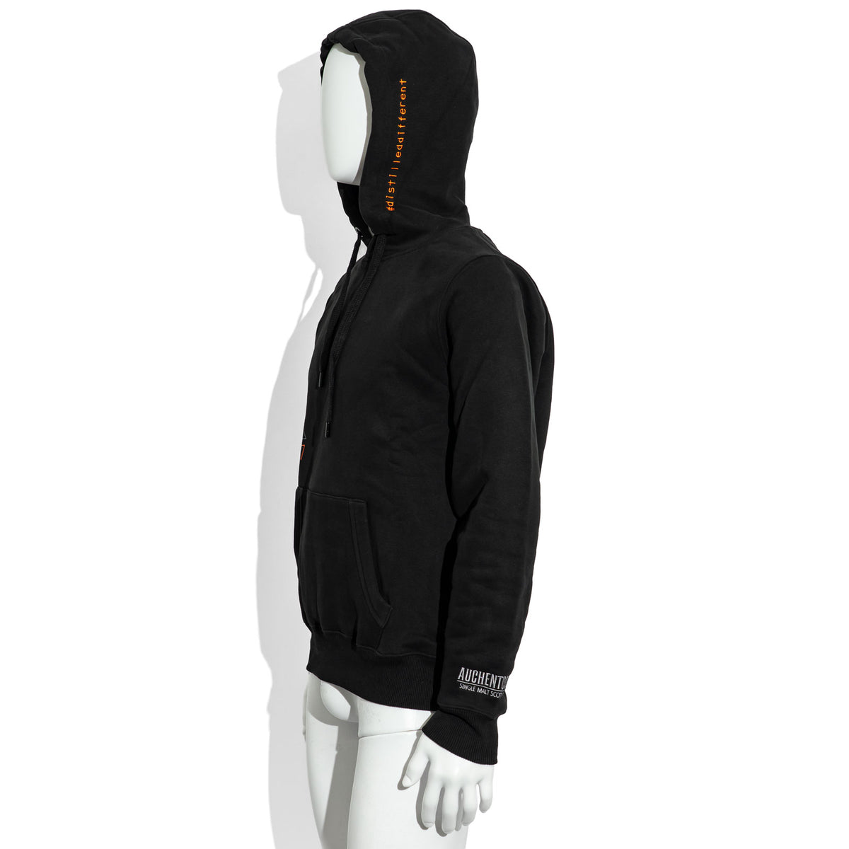 Felpa con cappuccio con motivo del bicchiere da whisky Auchentoshan, taglia S, nera, in cotone – Vista 5