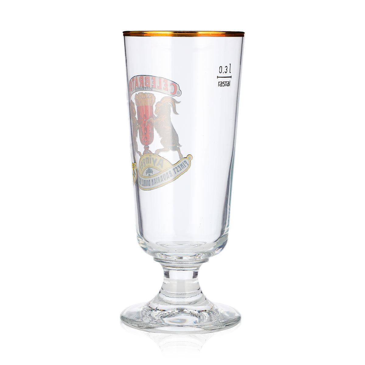 Bicchiere da birra Ayinger da 0,3 l, a calice con bordo dorato, Celebrator Rastal – Vista 3