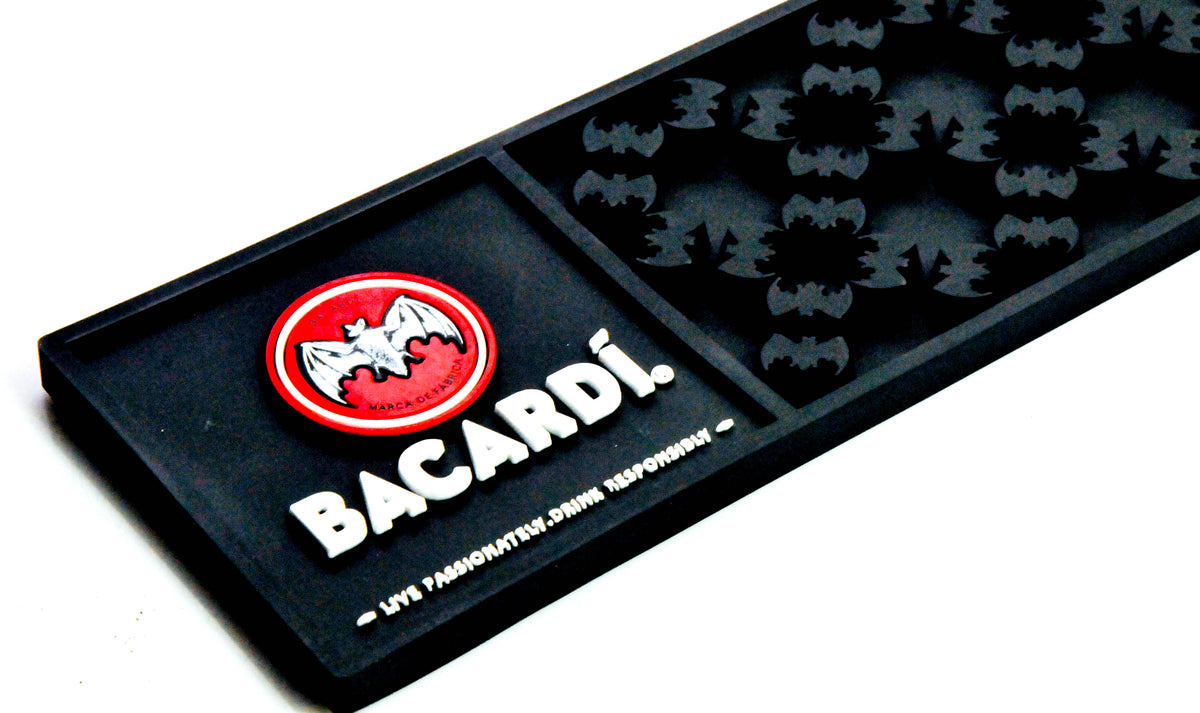 Tappetino da bar Bacardi Rum Accessori da bar Nero Topi selvatici Noppe in gomma