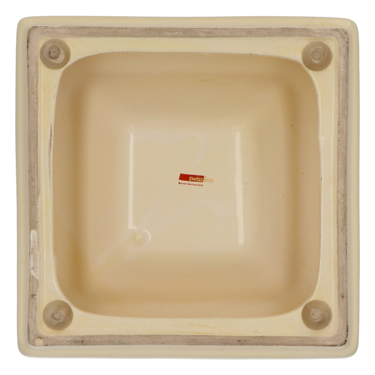 Barclay Sigarette Ceramica Posacenere Ashtry Anni '80 Beige XXL 19x19cm – Vista 4