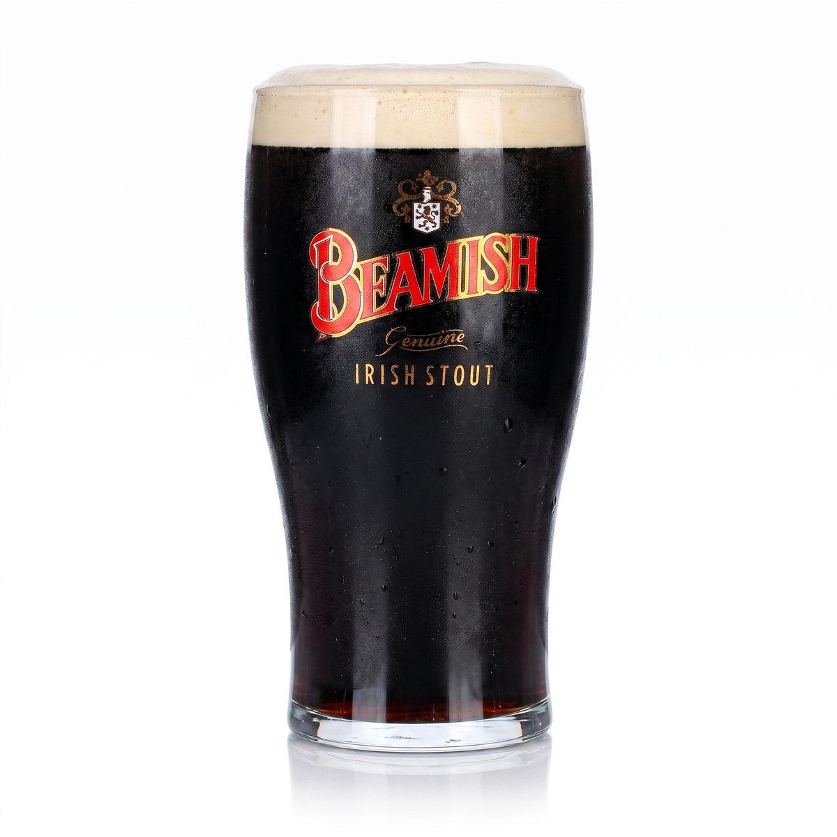 Bicchiere da birra Beamish da 0,5 l con logo Irish Stout e stemma