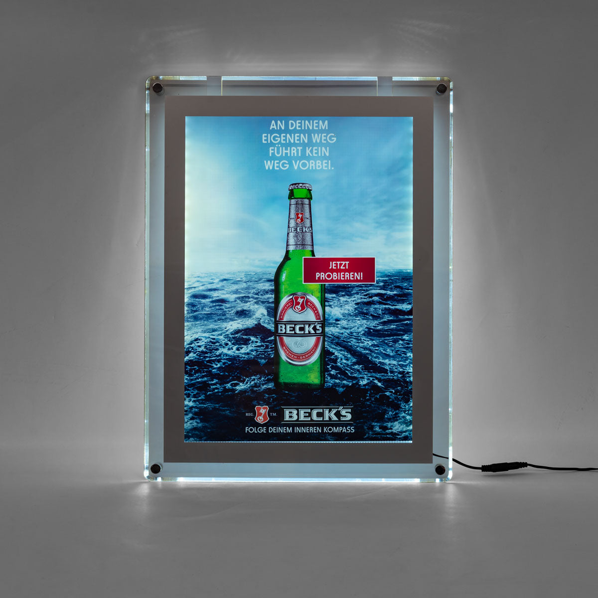 Insegna luminosa a LED Becks Bier 51x39 cm bottiglia incl. alimentatore incorniciato A3 – Vista 3