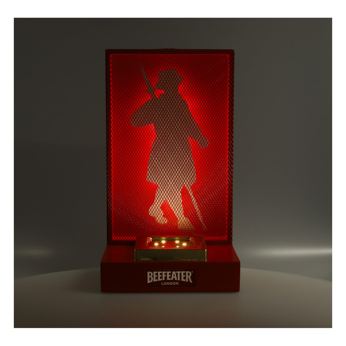 Espositore per bottiglie Beefeater Gin Glorifier a LED con griglia in alluminio, batteria e alimentatore – Vista 5