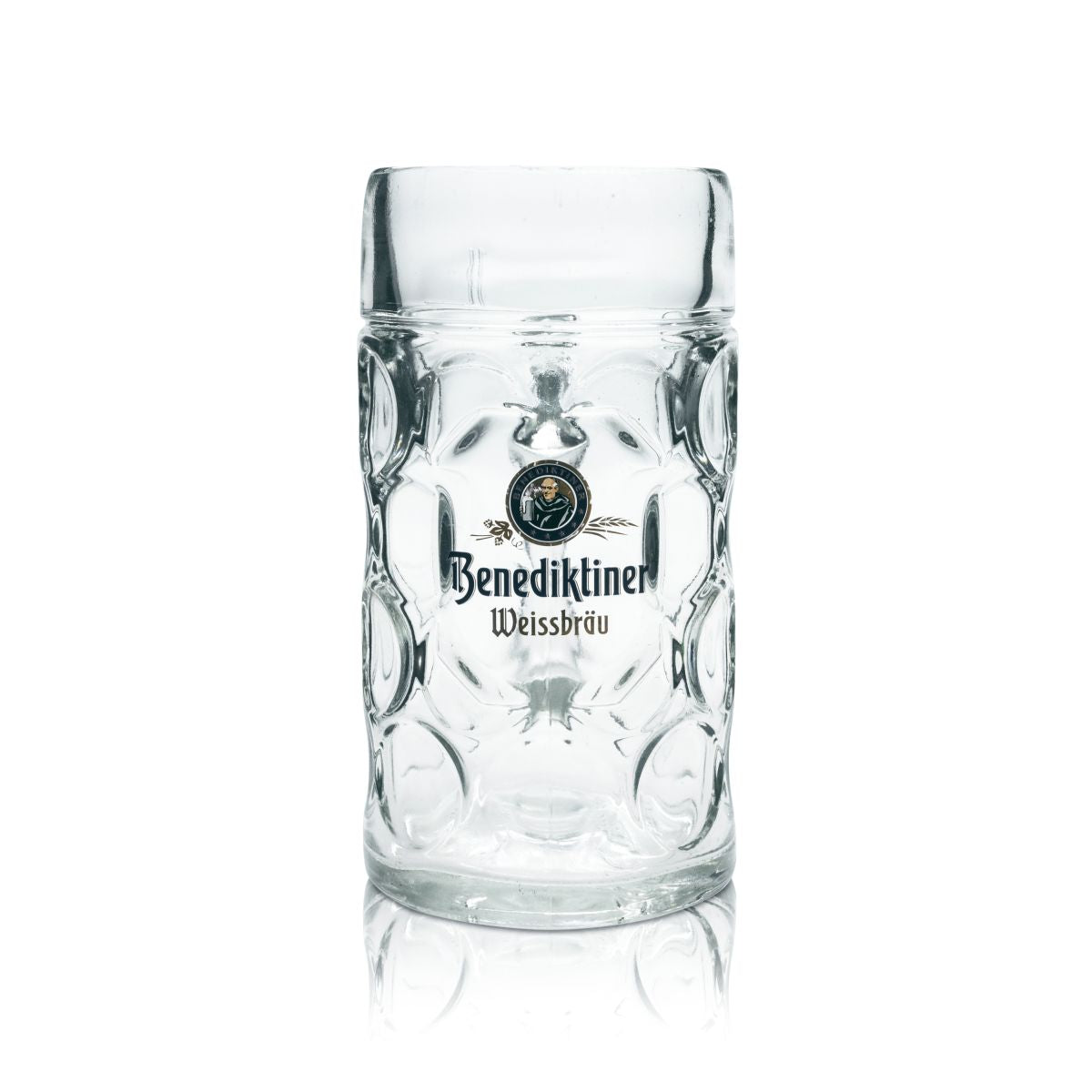 Bicchiere da birra Benediktiner da 1 litro, boccale Seidel, bicchieri sagomati, birrificio Weissbräu – Vista 2
