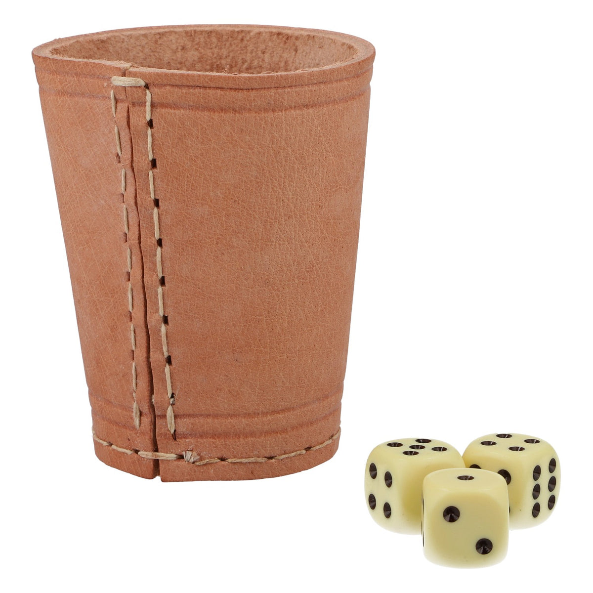 Bicchiere a cubetti Berentzen in pelle con 3 cubetti marroni e logo – Originale – Vista 2