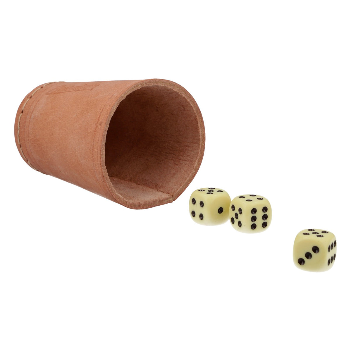 Bicchiere a cubetti Berentzen in pelle con 3 cubetti marroni e logo – Originale – Vista 3