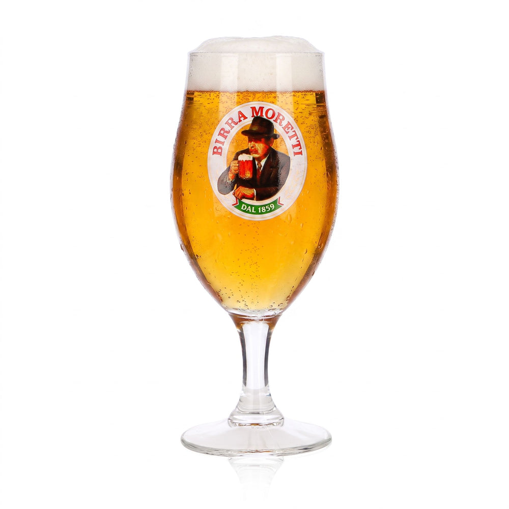 Bicchiere da birra Birra Moretti da 0,25 l, a forma di coppa, con ritratto e logo “Dal 1859”