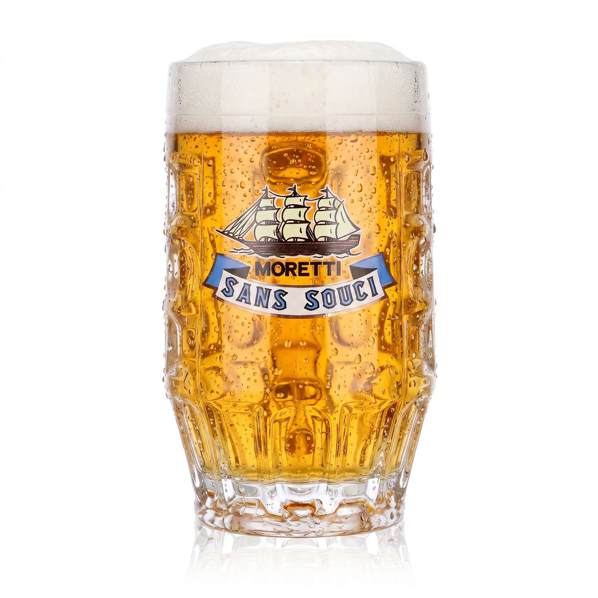 Bicchiere da birra Birra Moretti, boccale da 0,2 l con rilievo “Sans Souci”