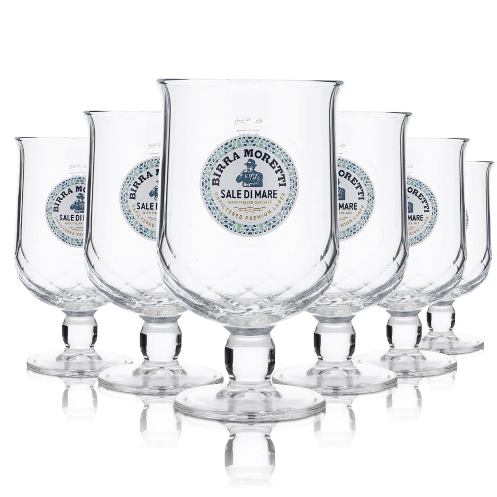 6 bicchieri Birra Moretti 0,25 l a forma di calice Pilstulpe Sale di Mare edizione speciale set di bicchieri