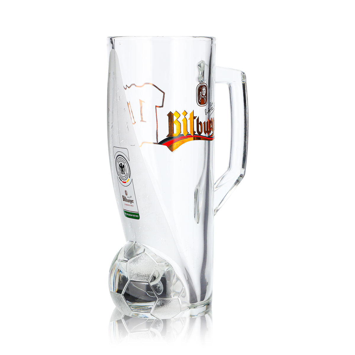 Bicchiere da birra Bitburger da 0,4 l, boccale DFB Premium analcolico, numero di maglia 1 – Vista 3
