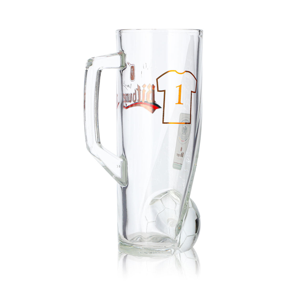 Bicchiere da birra Bitburger da 0,4 l, boccale DFB Premium analcolico, numero di maglia 1 – Vista 5