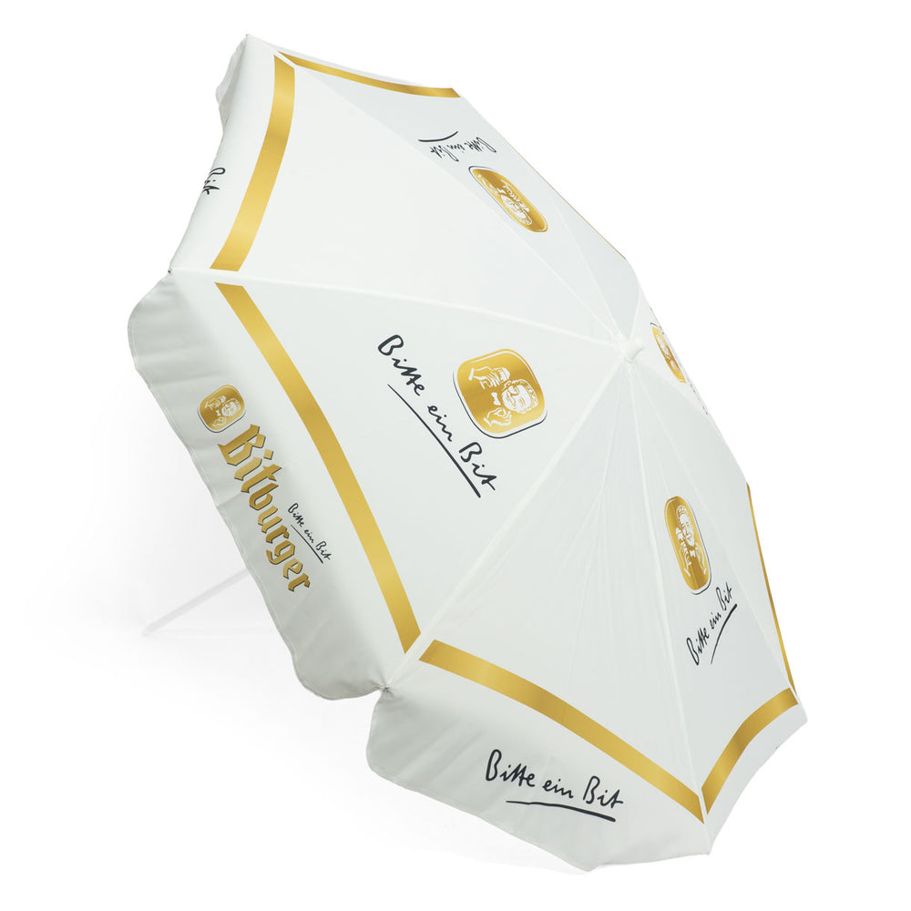 Ombrellone pieghevole Bitburger Bier Ombrellone da spiaggia Protezione solare Bianco 2 m Ø