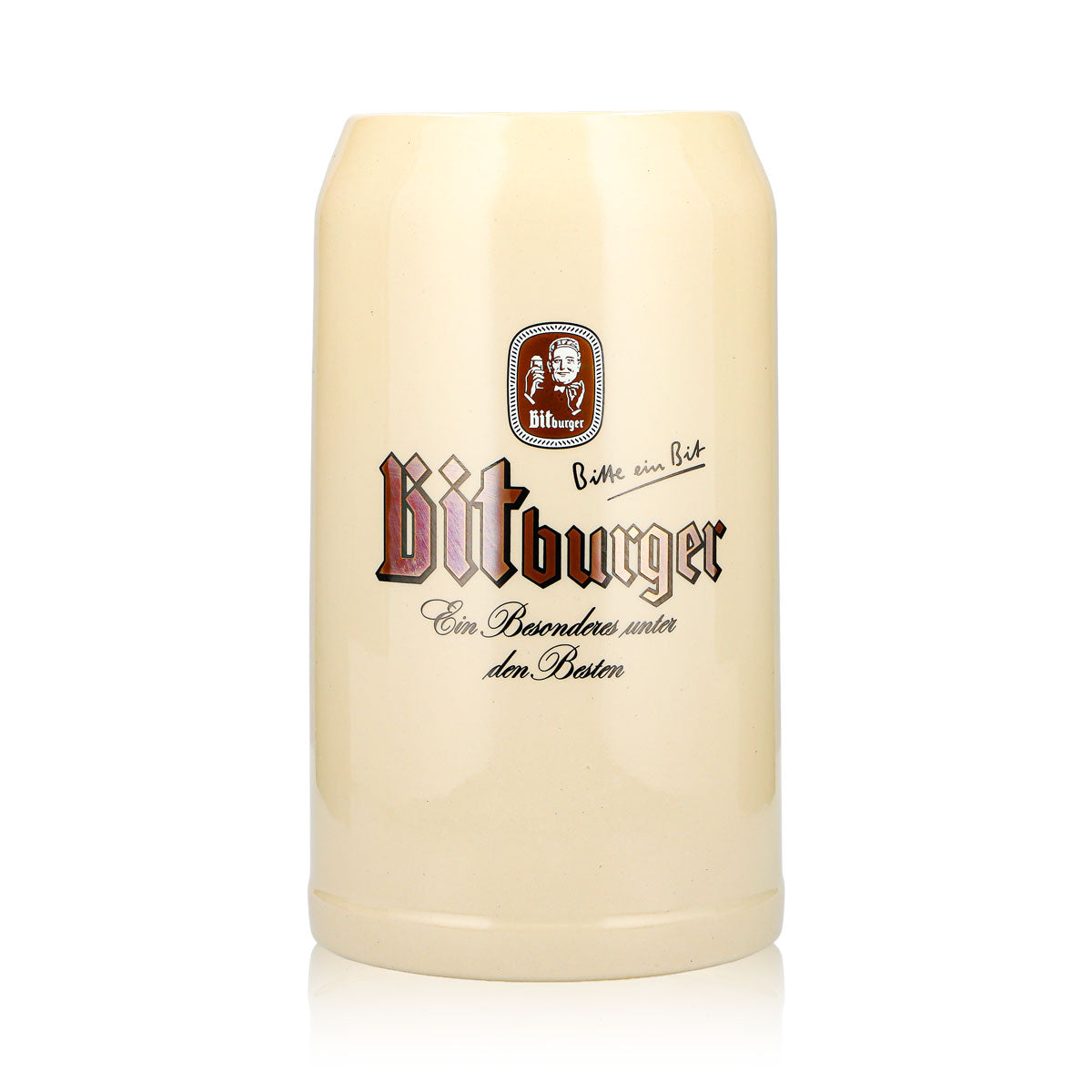 Boccale da birra Bitburger XL da 2 l in gres, vetro e terracotta