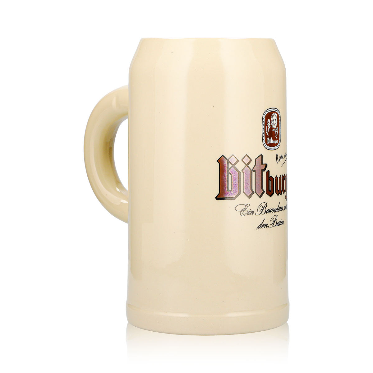 Boccale da birra Bitburger XL da 2 l in gres, vetro e terracotta – Vista 2