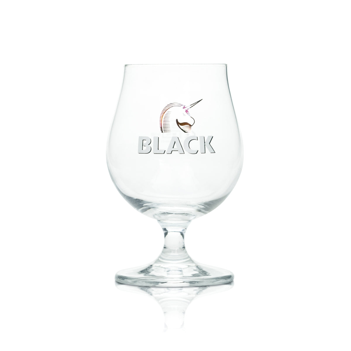 Bicchiere da birra nero 0,25 l, calice tulipano, bicchieri Unicorno Licorne Birrificio