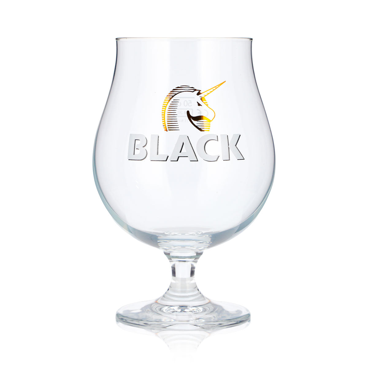 Bicchiere da birra nero da 0,5 l, a forma di coppa, con logo unicorno e scritta bianca “Ritzenhoff”