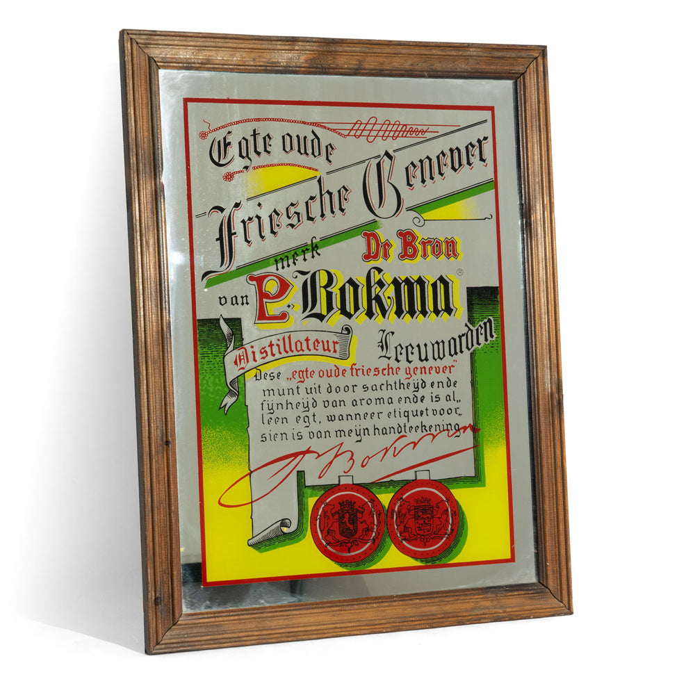 Liquore Bokma Specchio Specchio pubblicitario Accessori da bar Decorazioni da parete Cornice marrone