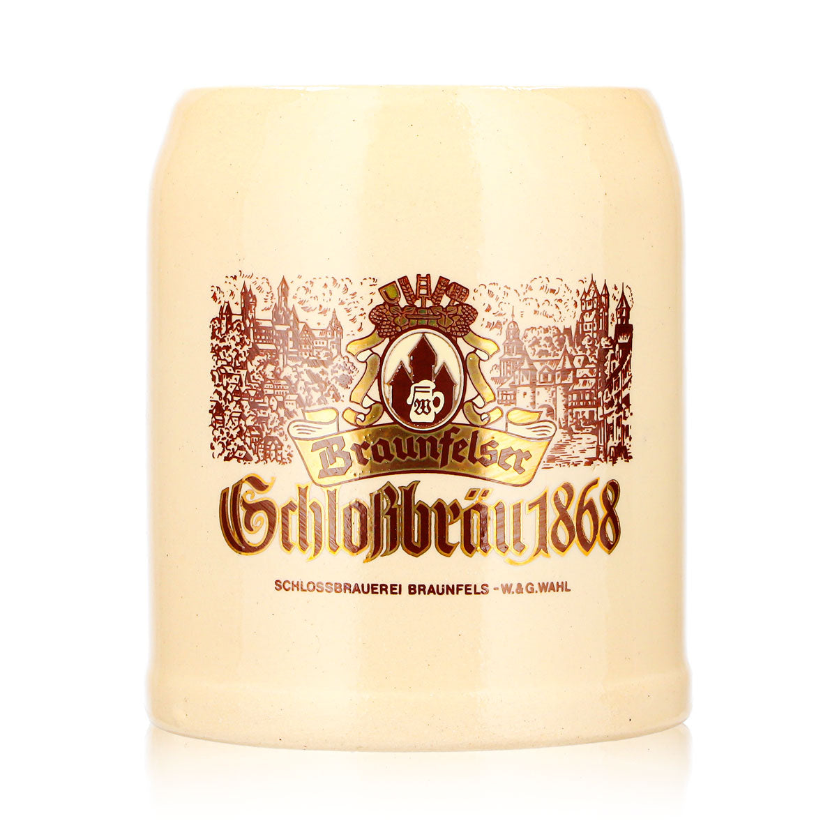 Bicchiere da birra Braunfelser da 0,25 l, boccale di terracotta Schloßbräu 1868 – Vista 2