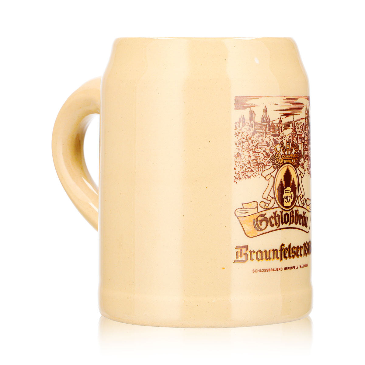 Bicchiere da birra Braunfelser da 0,25 l, boccale in terracotta Schloßbräu, colore Sahm – Vista 3