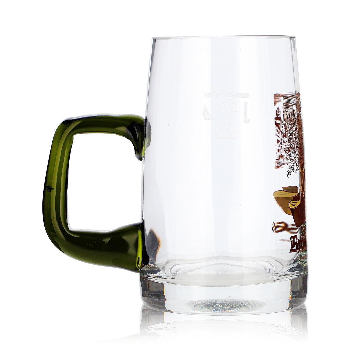 Bicchiere da birra Braunfelser da 0,2 l con manico verde – Vista 3