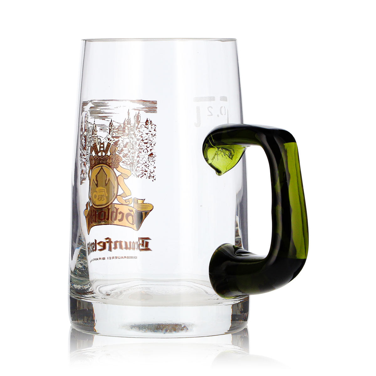 Bicchiere da birra Braunfelser da 0,2 l con manico verde – Vista 4