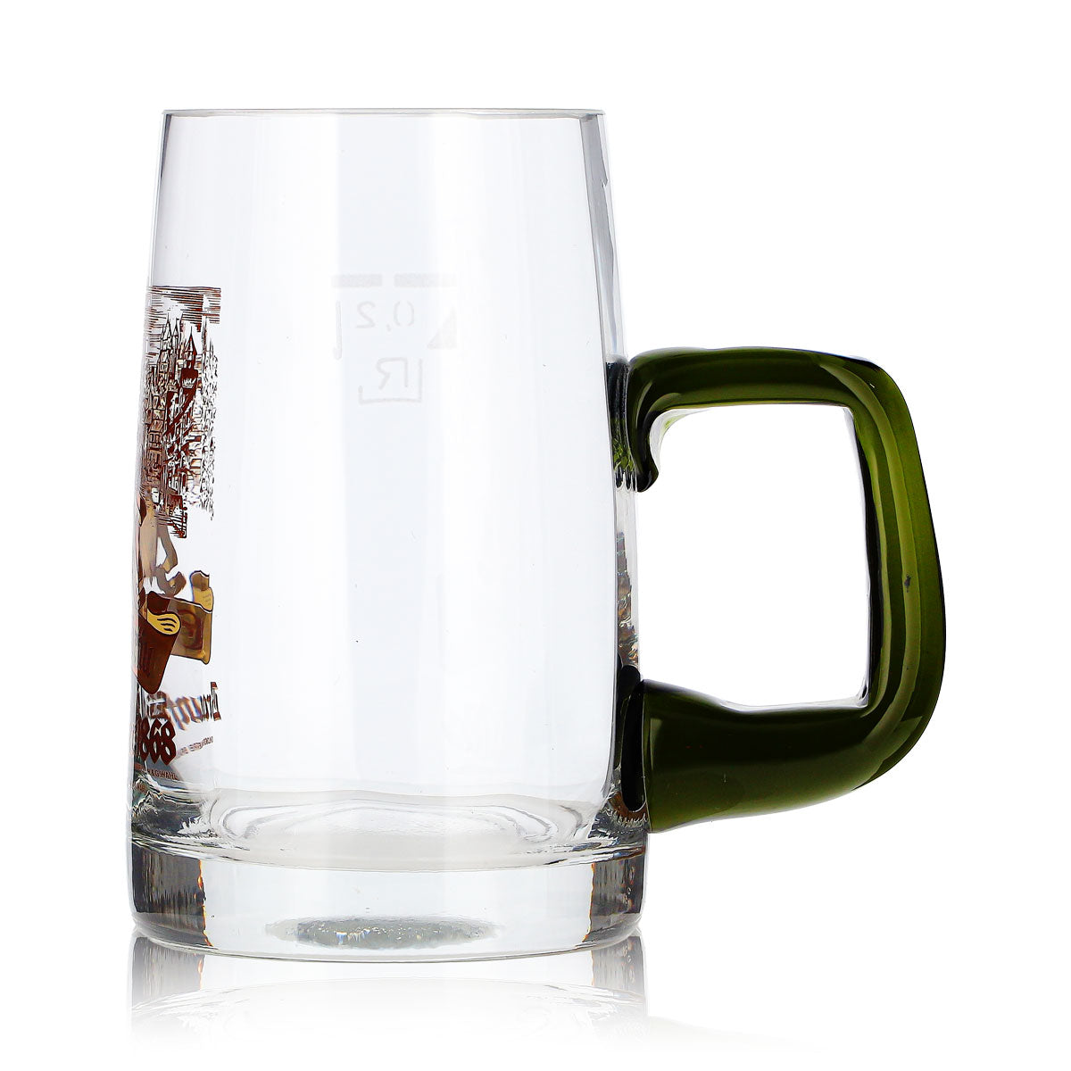 Bicchiere da birra Braunfelser da 0,2 l con manico verde – Vista 5