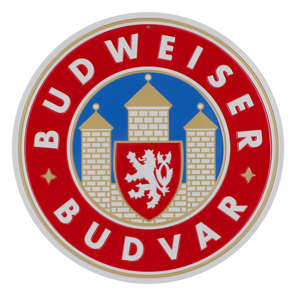 Targa pubblicitaria in metallo della birra Budweiser Decorazione da parete rotonda "Budvar"
