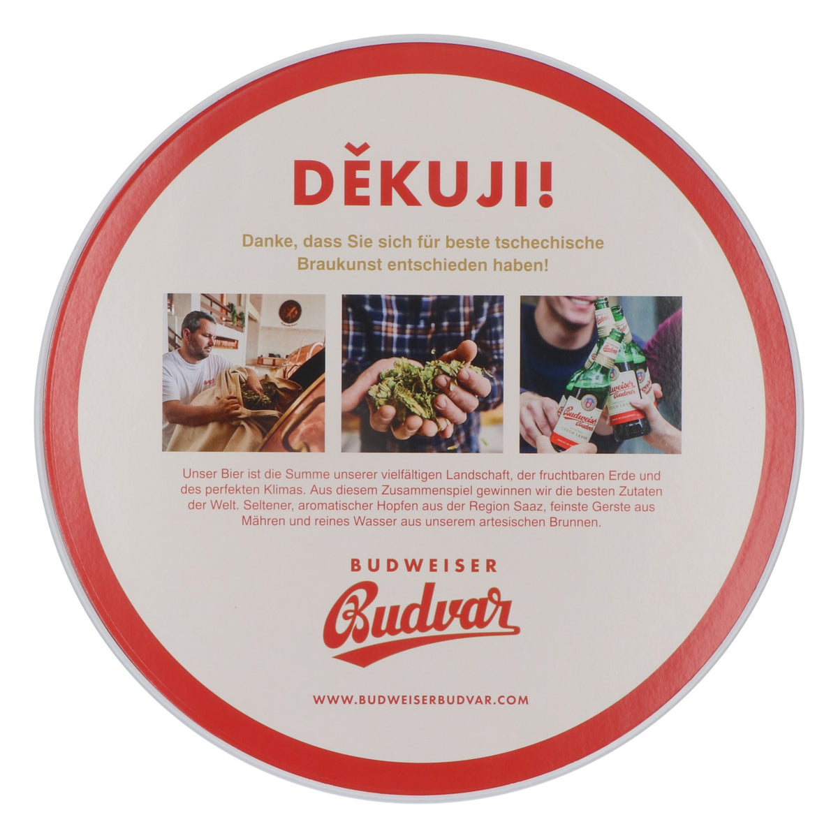 Targa pubblicitaria in metallo della birra Budweiser Decorazione da parete rotonda "Budvar" – Vista 2