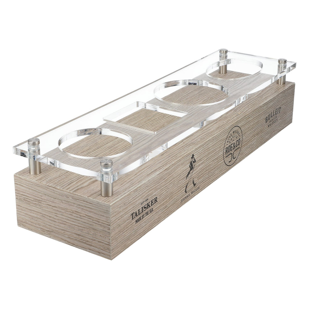Espositore per bottiglie di whisky Bulleit Portabottiglie in legno a 4 scomparti