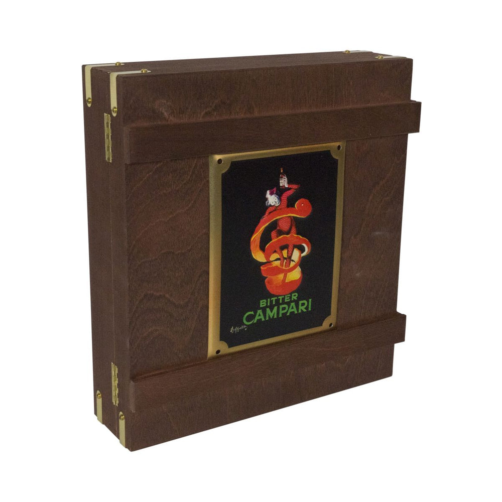 Campari Scatola di legno Box Bitter Campari 5 scomparti Modello giornale Espositore decorativo