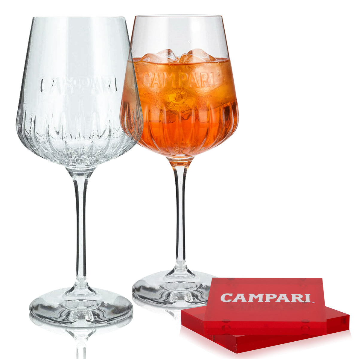 Set da bar Campari I composto da 2 bicchieri da vino Milano e 2 sottobicchieri