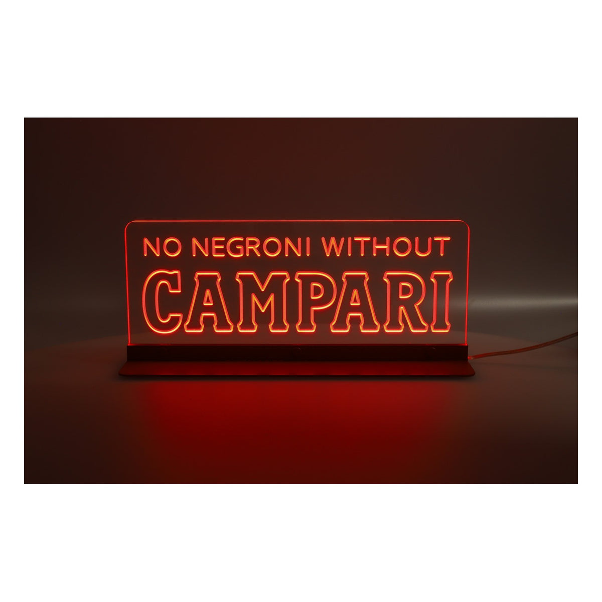 Insegna luminosa a LED con liquore Campari "No Negroni Without Campari" – Vista 6