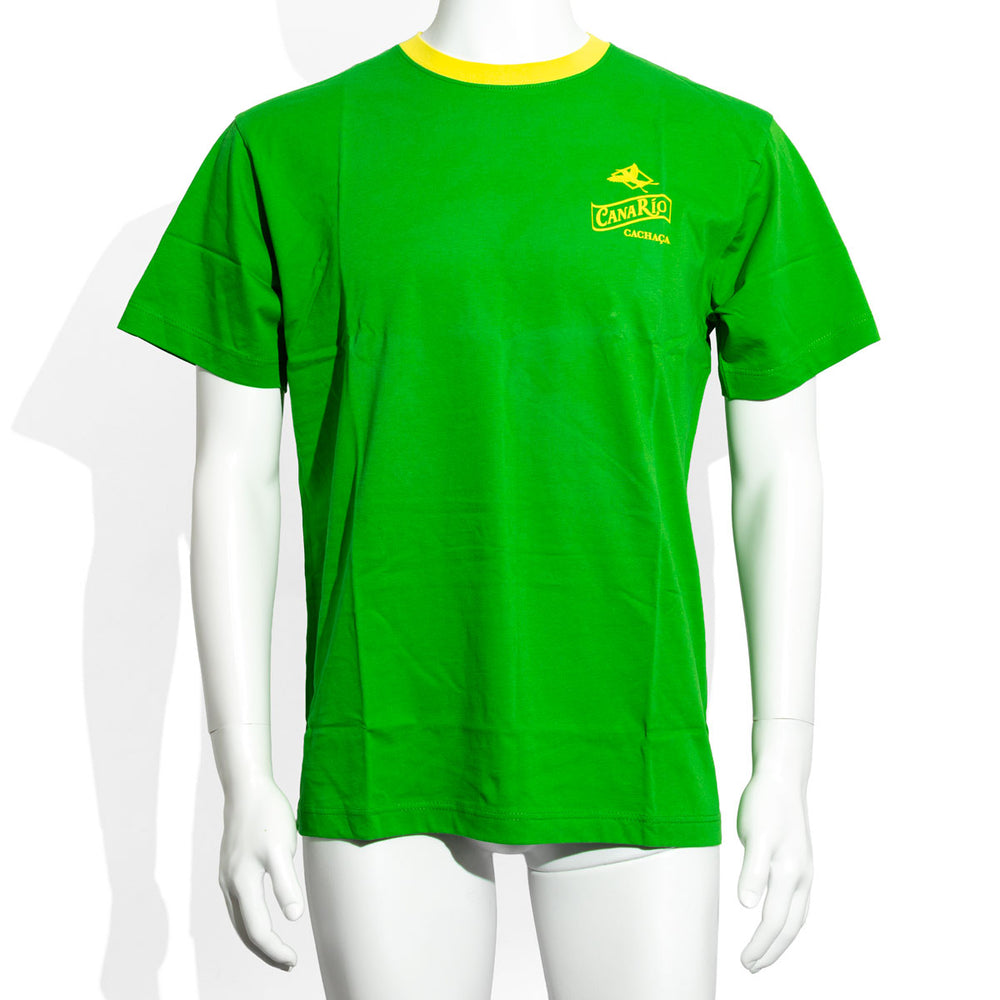 Canario Cachaca T-shirt da uomo verde tinta unita Scollo rotondo Bordo giallo Taglia M